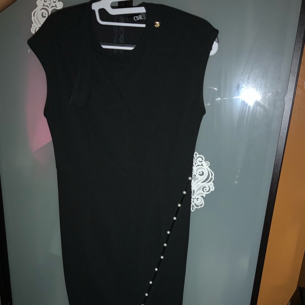 Black dress with pearl accent